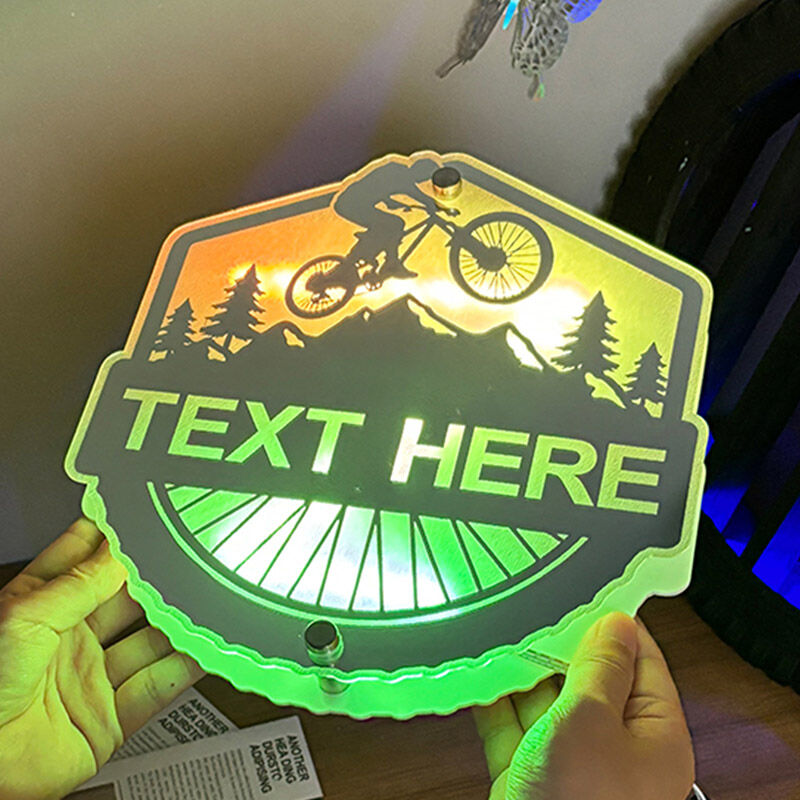 Personalized mirror light with bike pattern cool gift for bike lovers