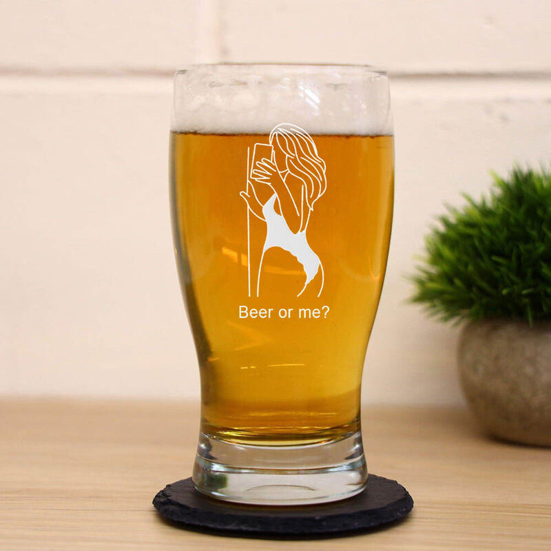 Personalized Picture Beer Glass with Custom Text Perfect Gift for Husband