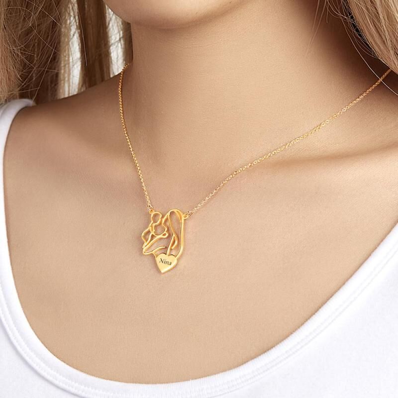 Personalized Stick Figure Mother Necklace Custom Name Warm Mother's Day Gift