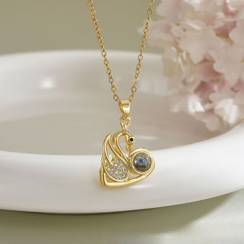 Personalized Swan Projection Picture Necklace with Diamond Exquisite Gift for Lover