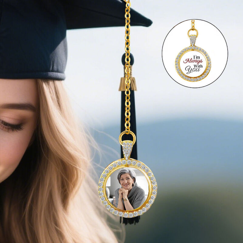 Customized Photo Graduation Tassel Round Rhinestone Mini Graduation Cap Decoration for Friends