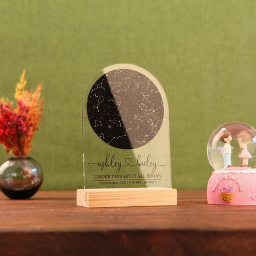 Personalized Wooden Acrylic Custom Starry Map Ornament Gift