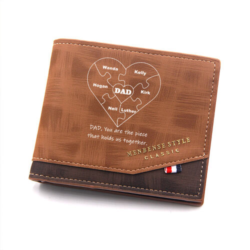 Personalized Heart Name Puzzle Men's Wallet Father's Day Gift