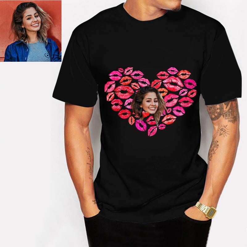 T-Shirt photo personnalisé avec impression de lèvres en forme de cœur