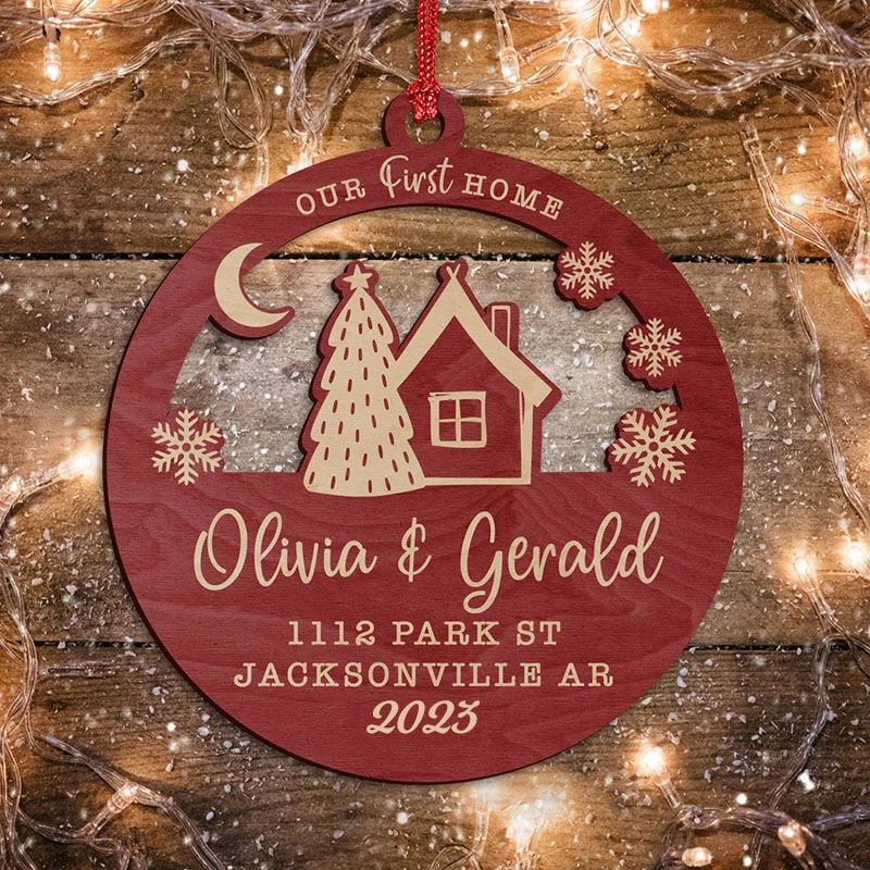 Our First Home-Personalized custom name Christmas decoration