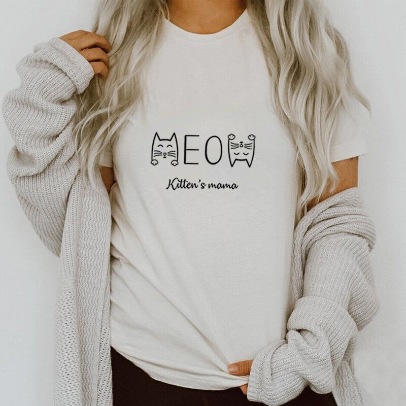 Personalized T-shirt Meow of Clever Cute Kitten Design Lovely Gift for Kitten's Mama