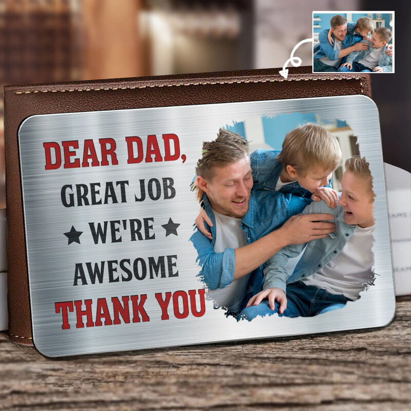 ”Dear Dad“Personalized Aluminum Wallet Card Custom Photo For Father's Day