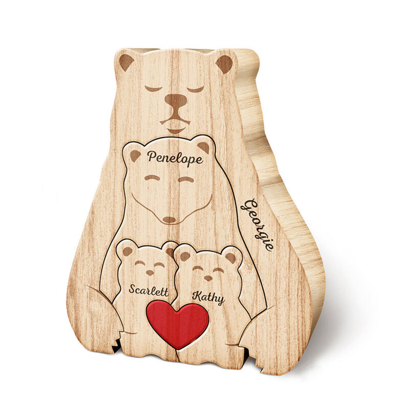 Personalized Wooden Bear Family Puzzle Warm Gift For Father's Day ...