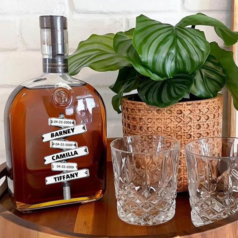 Personalisierte Namens - Whiskey - Flasche Mit Wegweismuster Einfaches Geschenk für Familie