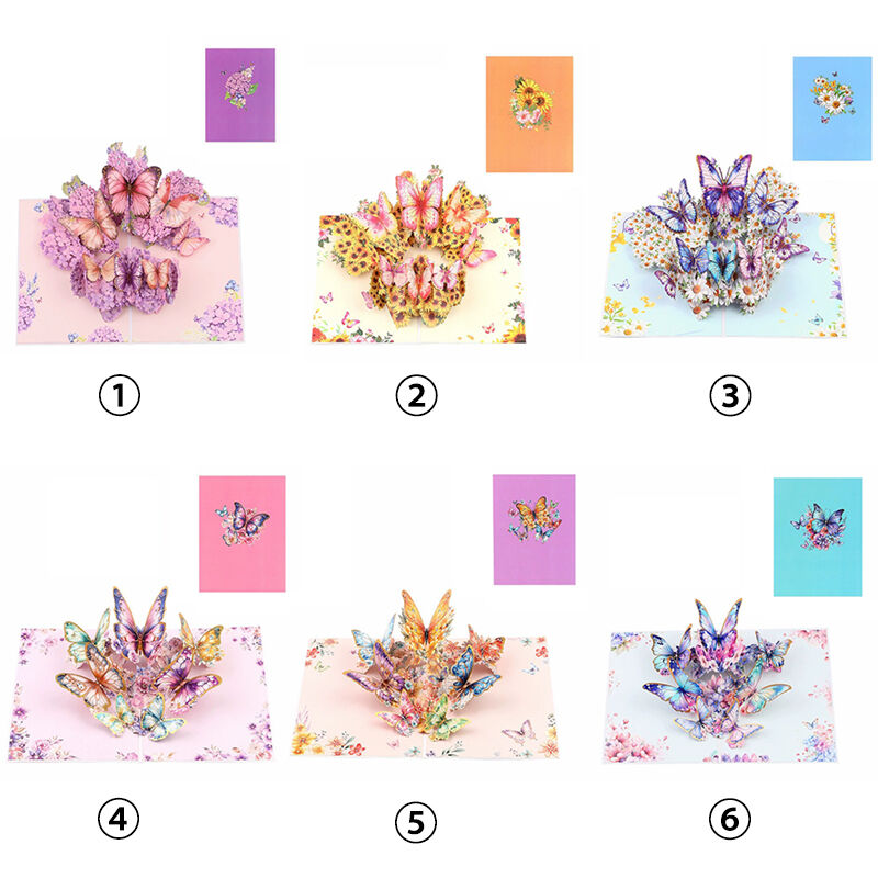 3D Pop Up Card Flying Butterflies Flowers Design Exquisite Mother's Day Gift