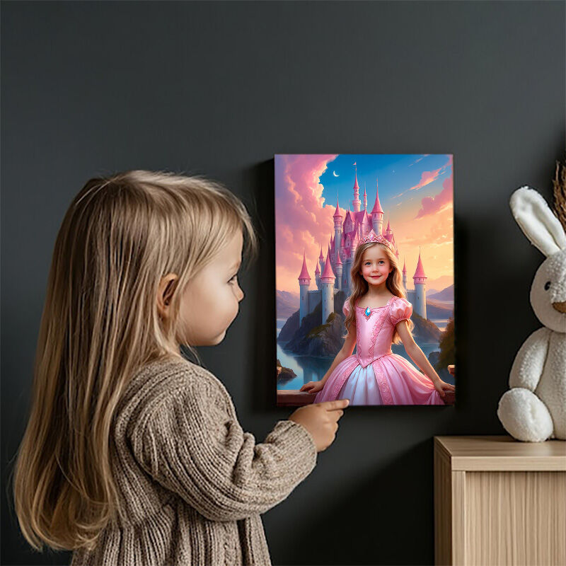 Personalized Princess Portraits with Custom Face Swap Cute Present for Girl