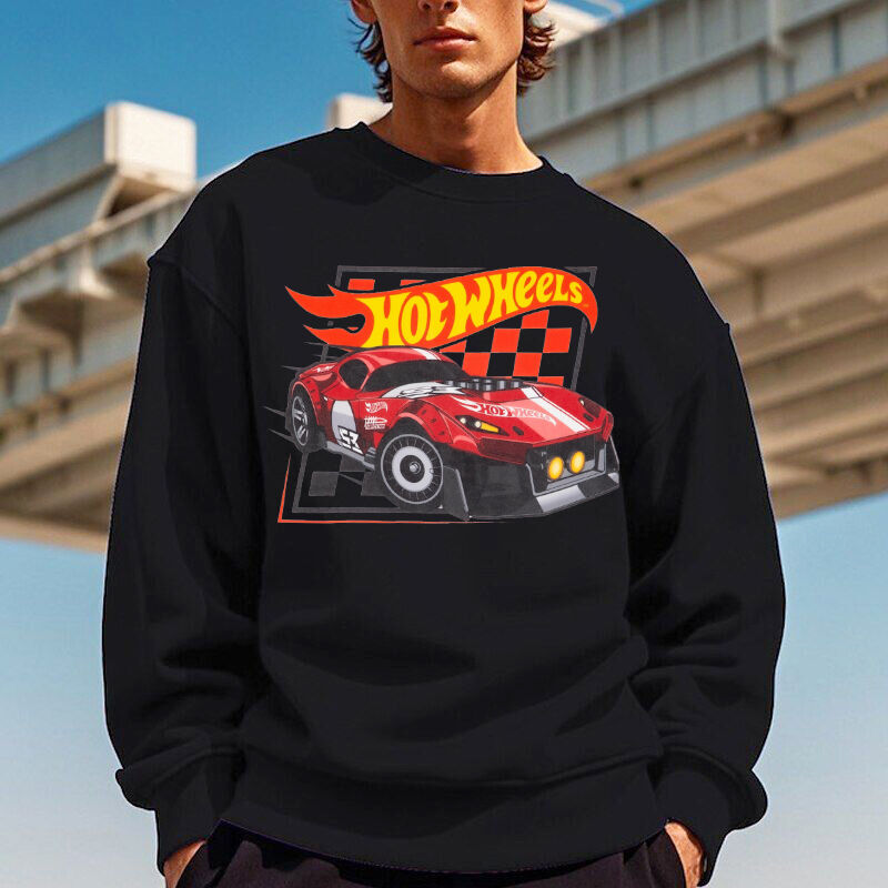 Personalized Sweatshirt Hot Wheels Red Cool Racing Car Pattern Design Perfect Gift for Car Lovers