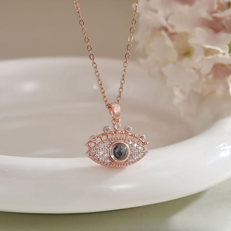 Personalized Evil Eye Projection Picture Necklace Gift for Wife