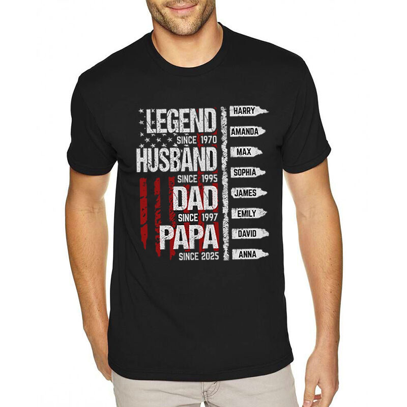 Personalized T-shirt Journey From Legend To Papa Custom Dates Design Creative Gift for Father's Day