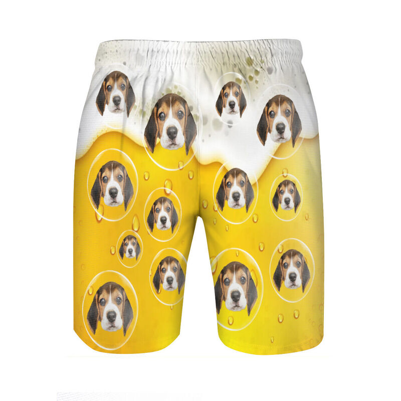 Personalized Picture Men's Beach Shorts with Bubble Pattern Interesting Gift for Him