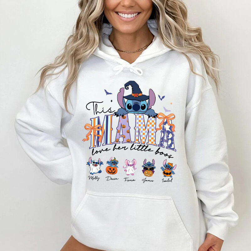 Personalized Hoodie This Mama Loves Her Little Boos Stitch Design Attractive Halloween Gift for Mom