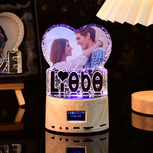 Altavoz bluetooth personalizado lámpara cristal de color con letra liebe