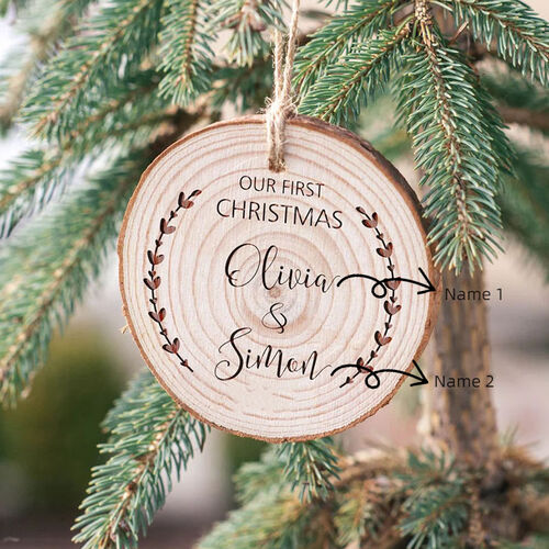 Our First Christmas Personalized Name Wooden Christmas Tree Ornaments for Love