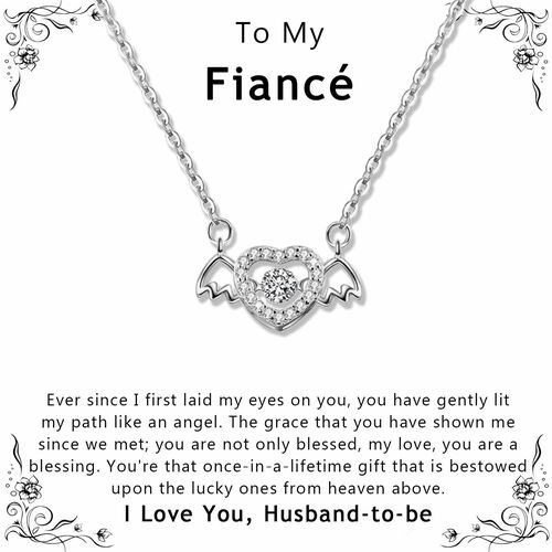 Gift for Fiancee "You're That Once-in-a-lifetime Gift That Is Bestowed Upon The Lucky Ones From Heaven" Necklace