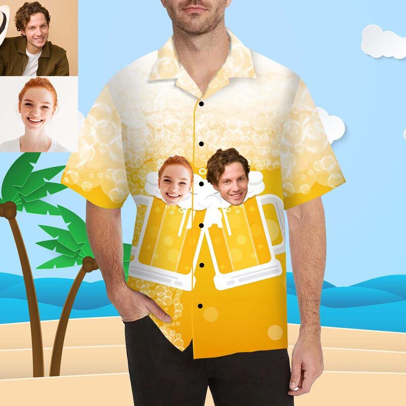 Custom Face Beer Men's All Over Print Hawaiian Shirt