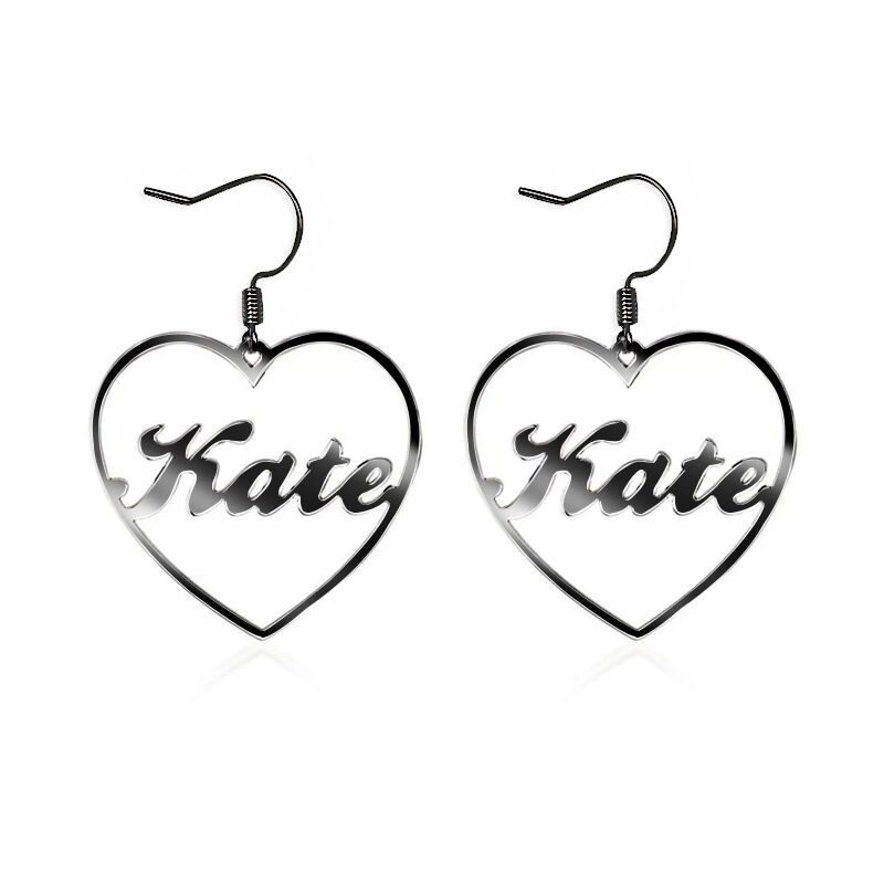 "Love You Everyday" Personalized Heart Name Earrings