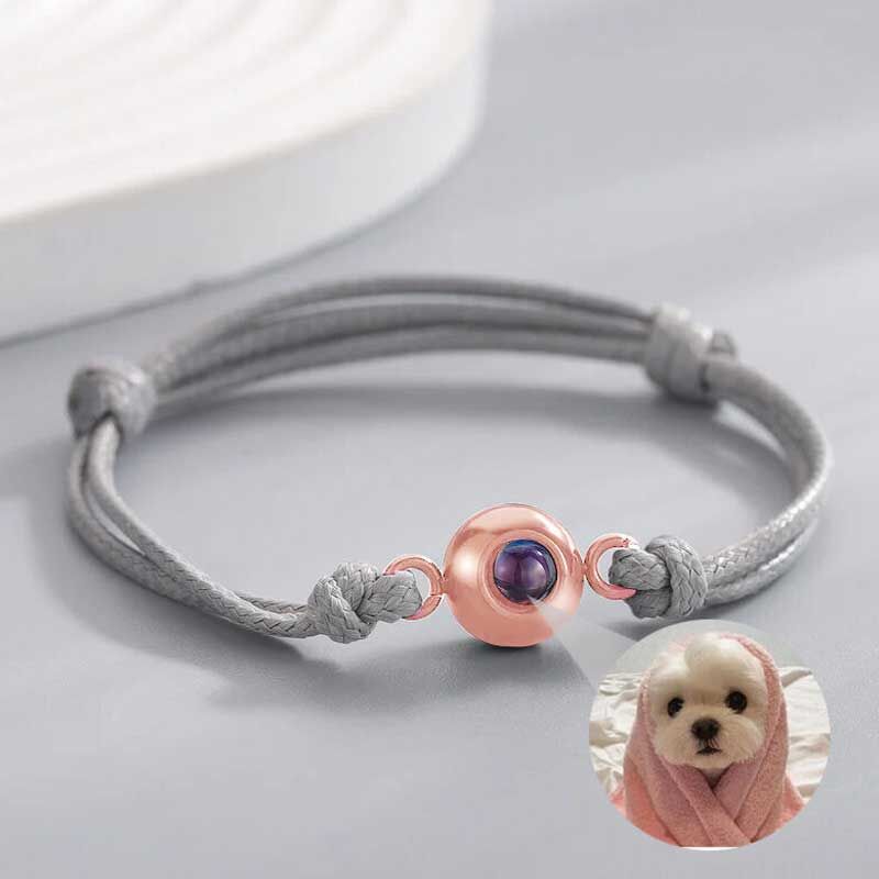 Custom Photo Bracelet with Grey Cord