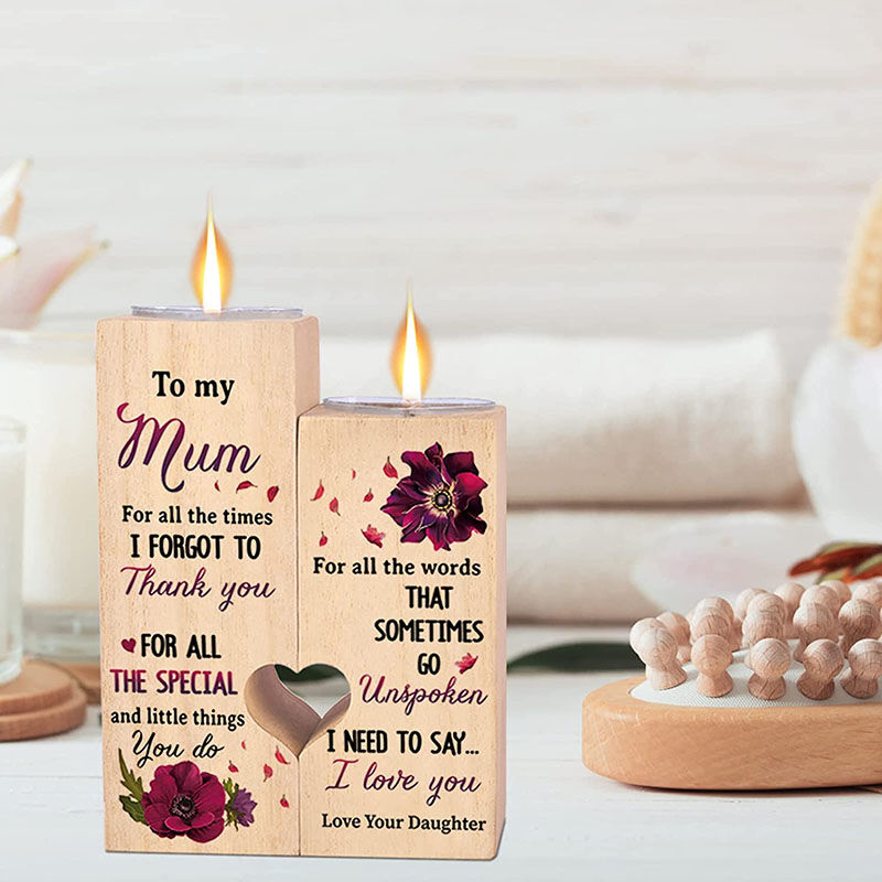 Candelero personalizado de madera estampado de rosa para mi mejor madre