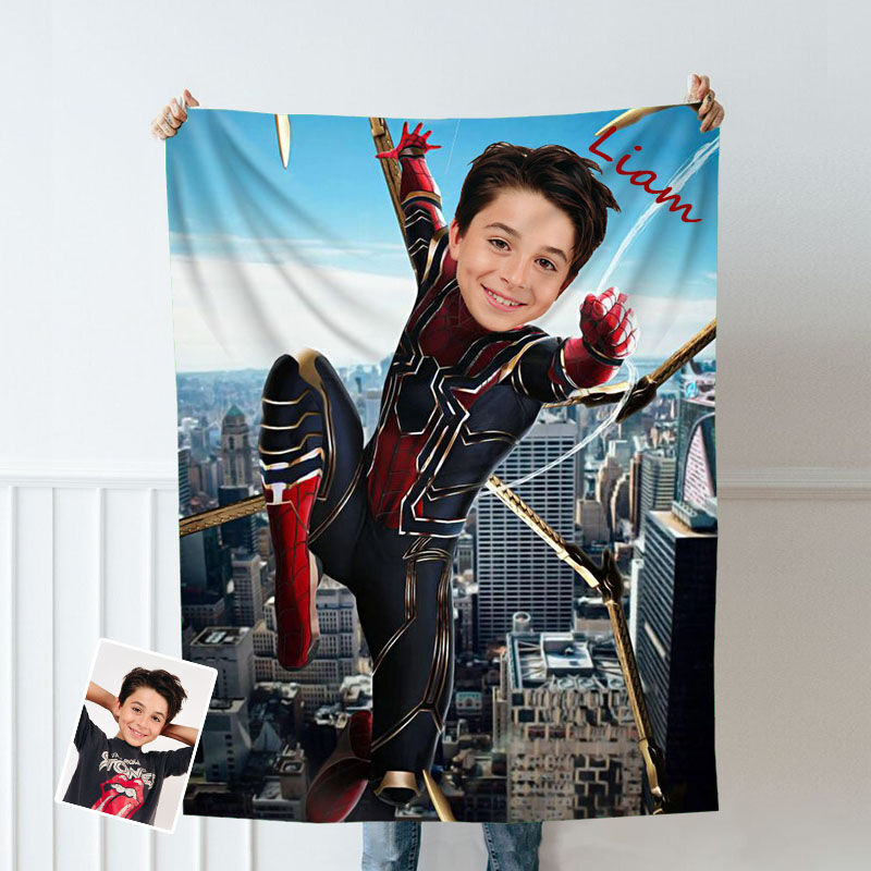 Personalized Custom Photo Blanket Anime 3D Image City High Altitude Background Flannel Blanket
