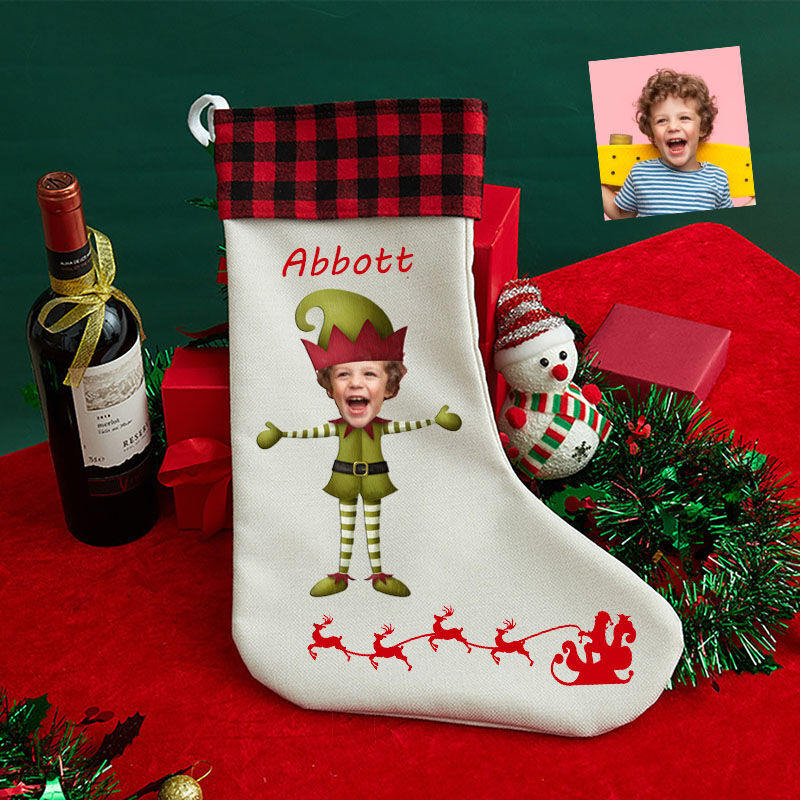 Personalized Custom Face Christmas Stockings Children Christmas Cartoon Image Gift Bag
