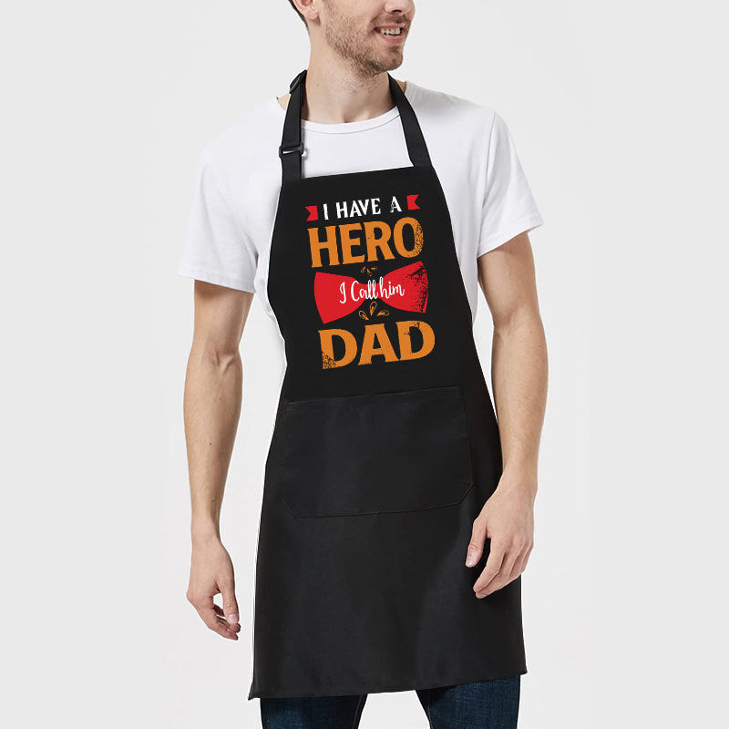 Cute Apron with Red Bow Pattern for Father "I Have a Hero"