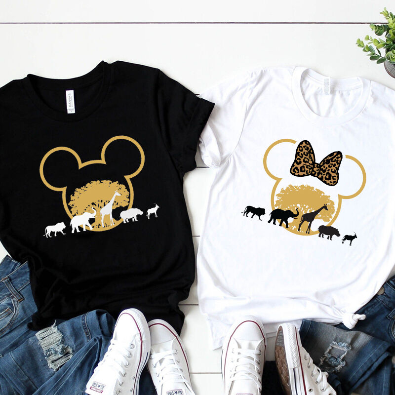 Personalized T-shirt Animal Kingdom Cartoon Mouse Head Design Gift for Family