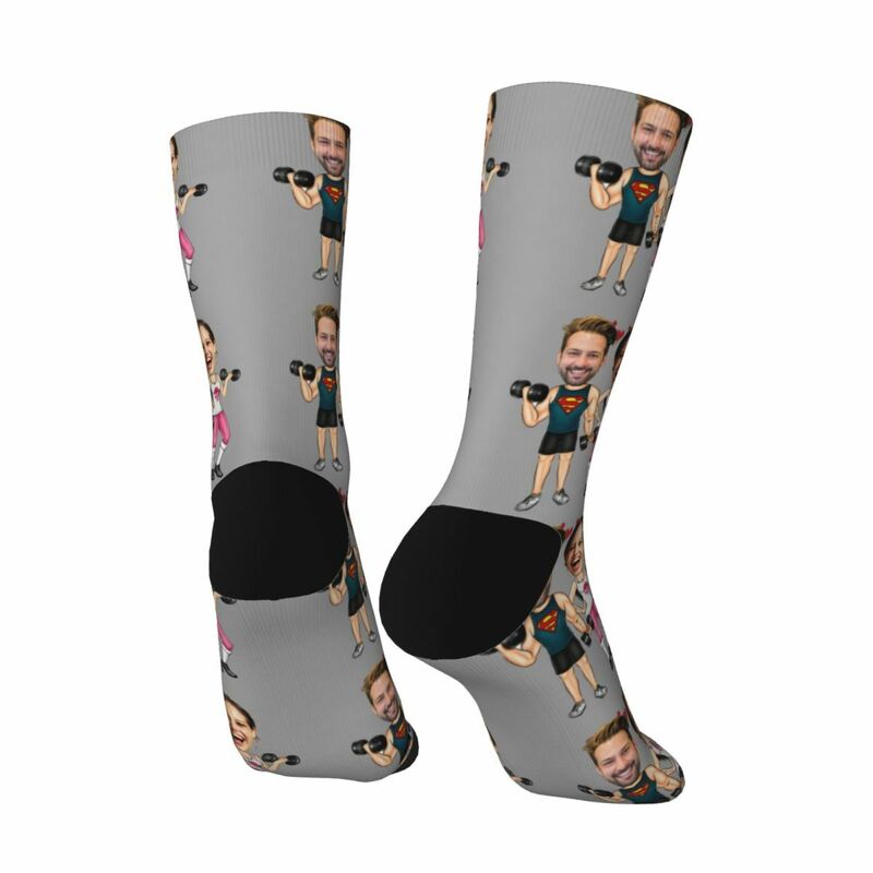 "Fitness Master" Personalized Face Socks Sports Mid-Calf Socks for Couples