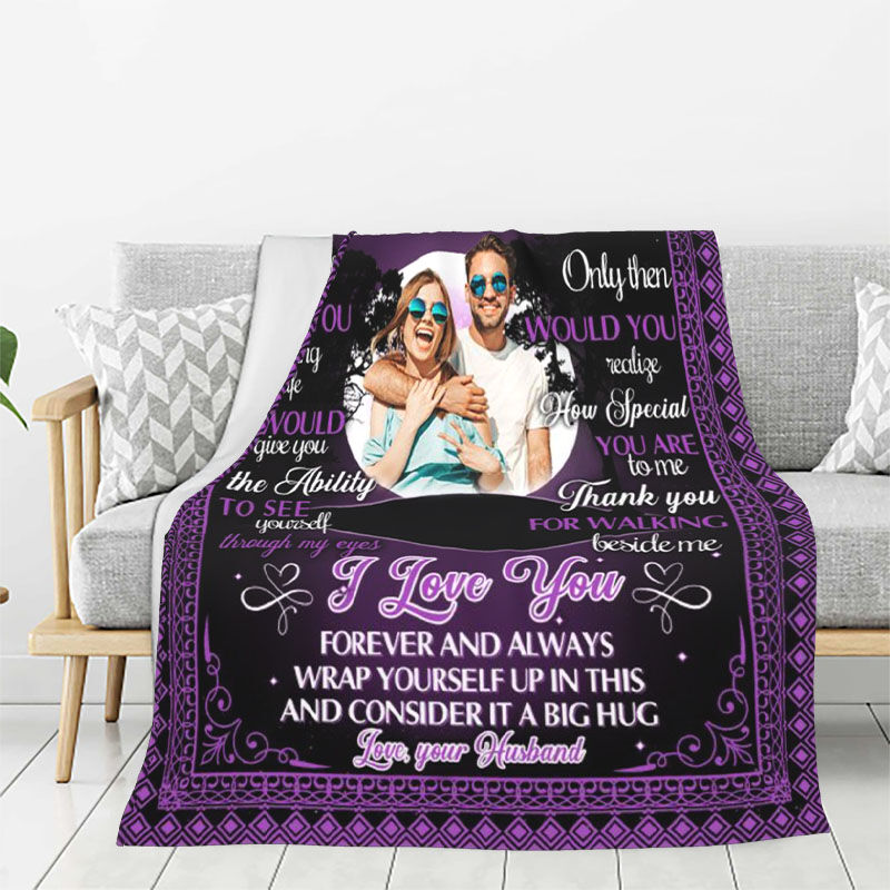 Personalized Picture Blanket Unique Present for Wife "Thank You For Walking Beside Me"