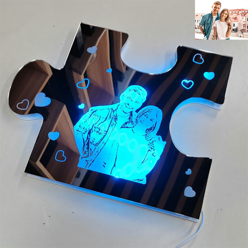 Personalisiertes Puzzle-Spiegel-Licht Individuelles Foto Romantisches Valentinstagsgeschenk