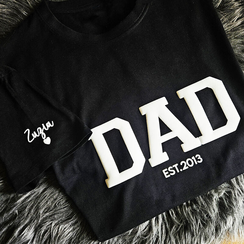 Gepersonaliseerd T-shirt Pap met aangepaste naam Puff Print Design Creatief Vaderdag Cadeau voor lieve papa