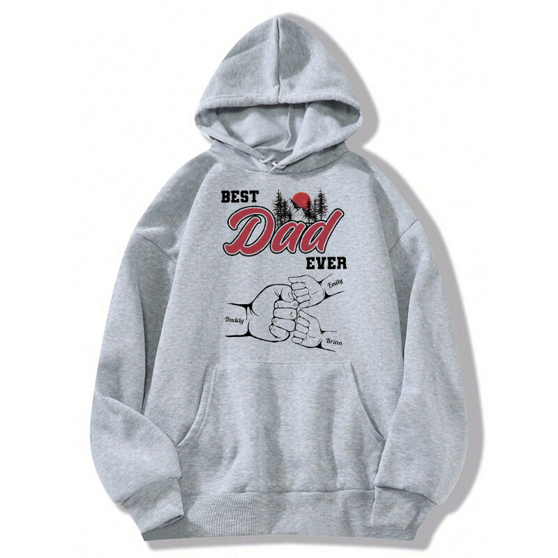 Personalized Hoodie Best Dad Ever Fist Bump Scenery Design Attractive Father's Day Gift for Dear Papa