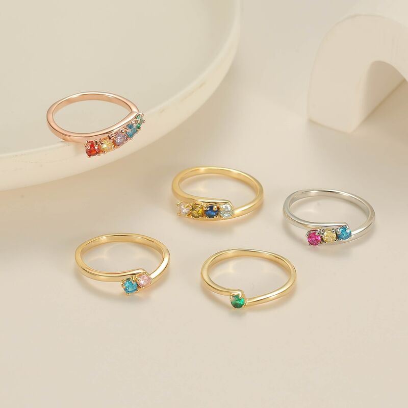 Bague personnalisée avec pierre de naissance Cadeau d'anniversaire exquis