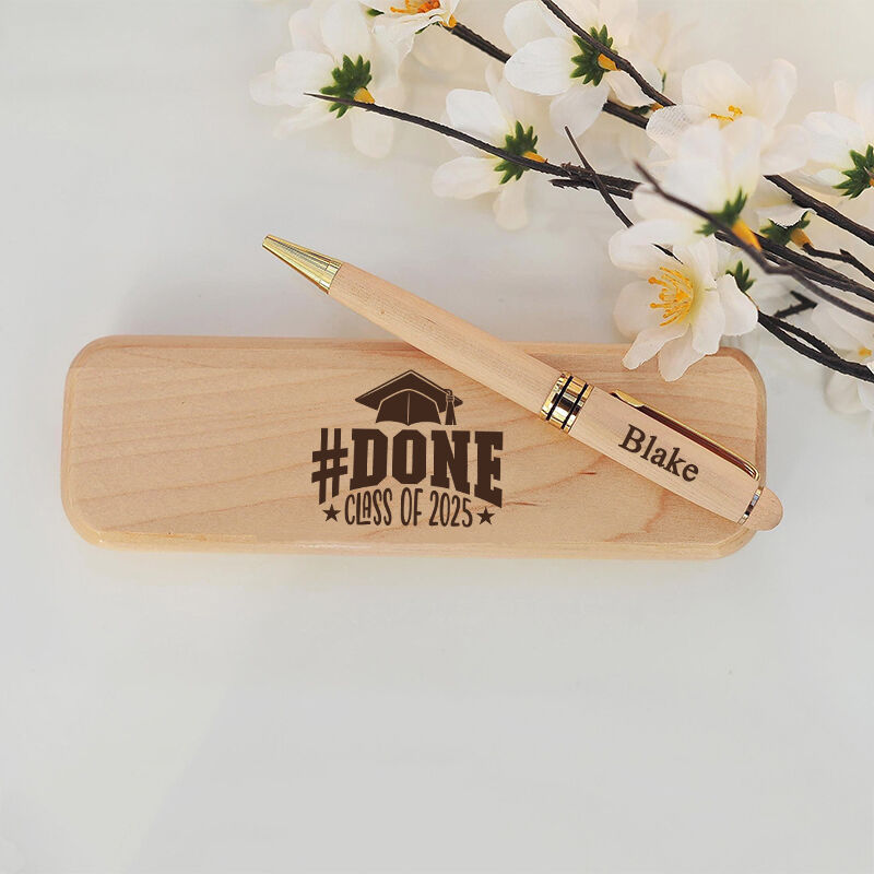 Personalized Pen Wooden Box Done Graduation Cap Creative Design Perfect Gift for Graduates
