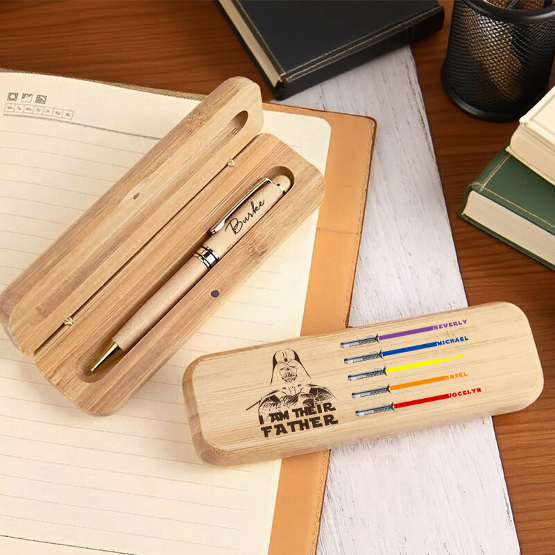 Personalisierte Schreibset Motiv Individuelles Lichtschwert und Namensdesign Cooles Geschenk für den Vater