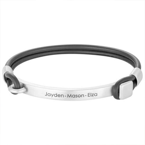 "Always Love Him" Personalized Bracelet For Men Stainless Steel and Silicone Band