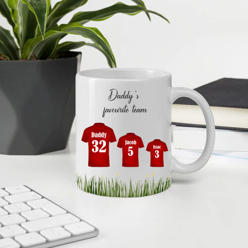 Personalised Name Mug with Red Football Shirt Creative Gift for Father