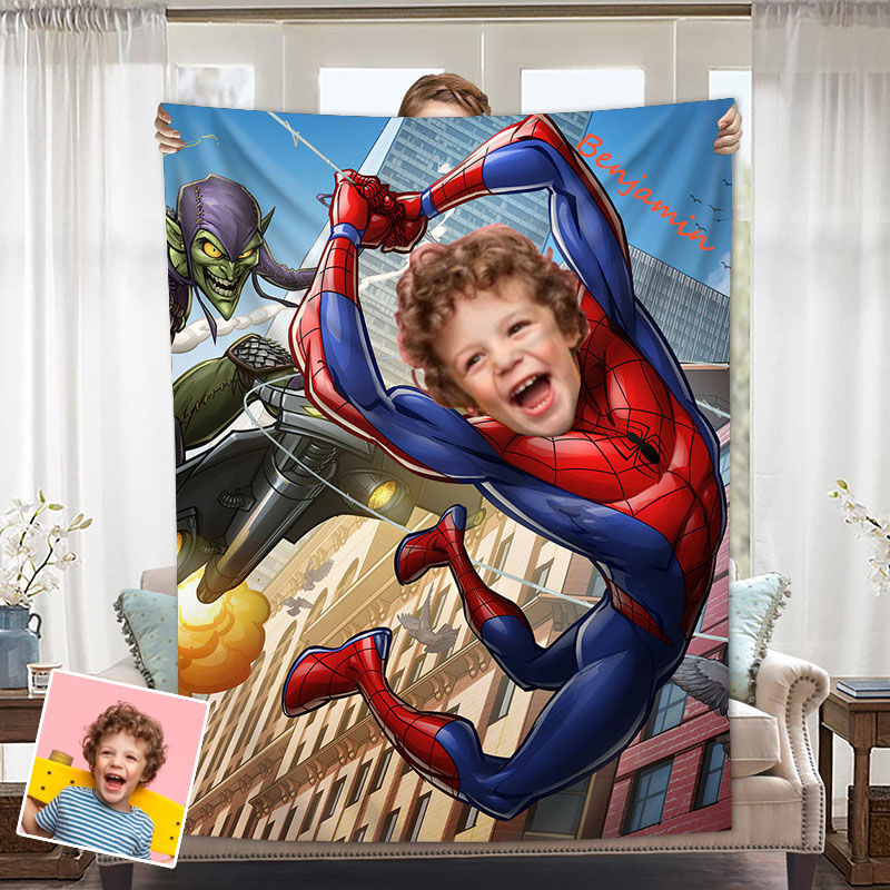 Personalized Custom Photo Blanket Cartoon Characters Chasing Each Other Flannel Blanket