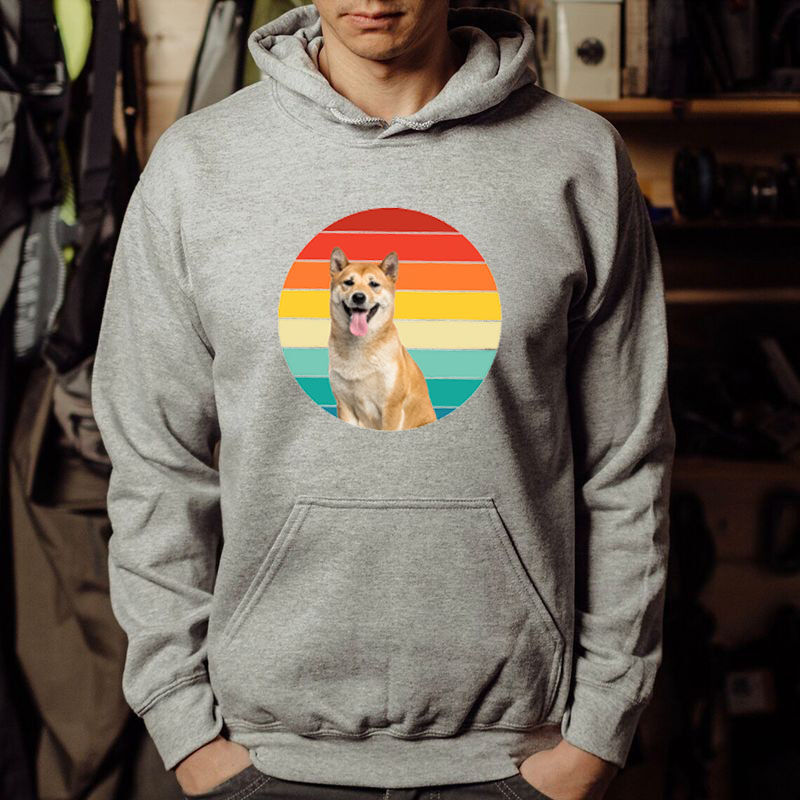 Personalized Hoodie with Custom Retro Sunset Style Picture for Dear Dad