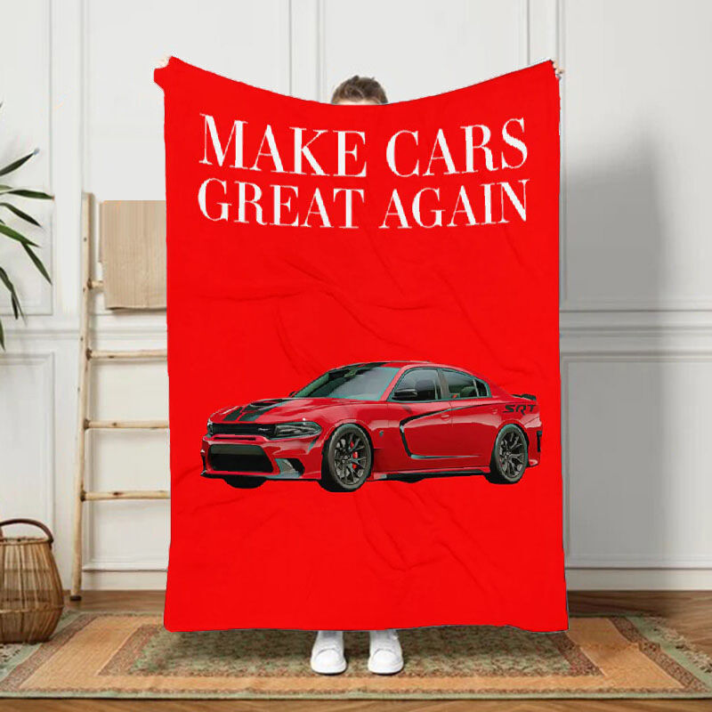 Custom Photo Blanket Warm And Unrestrained Gift for Brother "Make Cars Great Again"