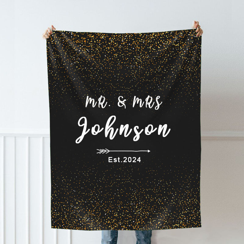Personalized Name Blanket with Custom Date Shiny Pattern Best Gift for Couples