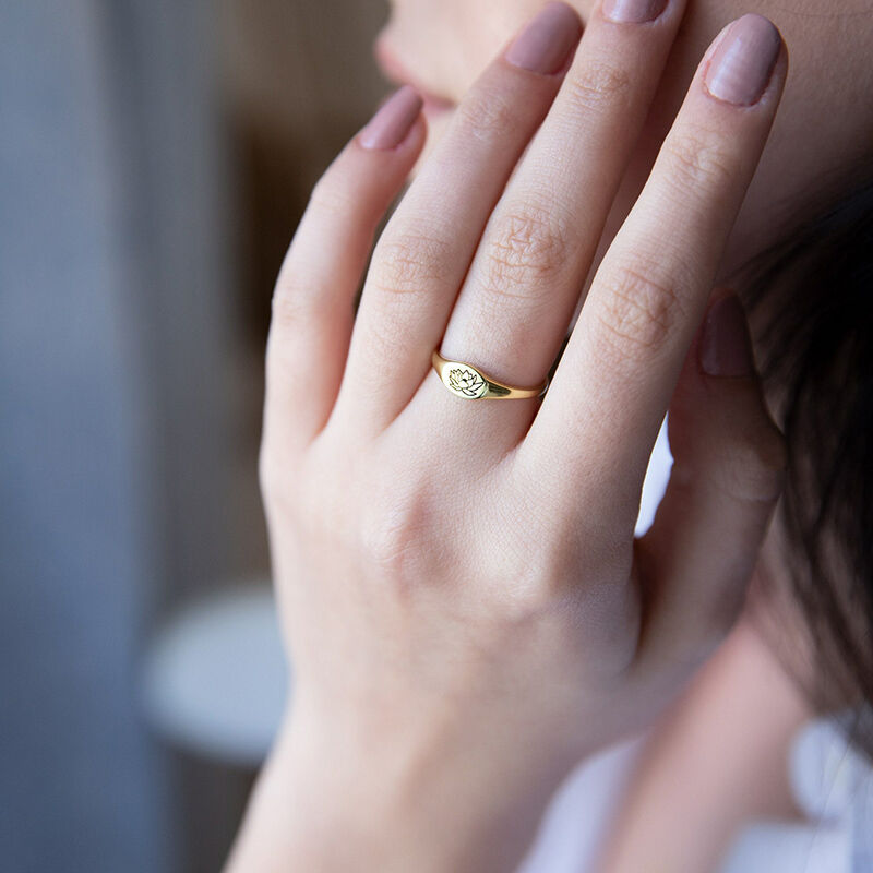 Personalized Birthflower Ring Simple And Interesting Gift for Girlfriend