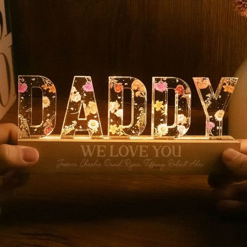 Personalized Led Lights Customized Birthday Flowers Father's Day Gift