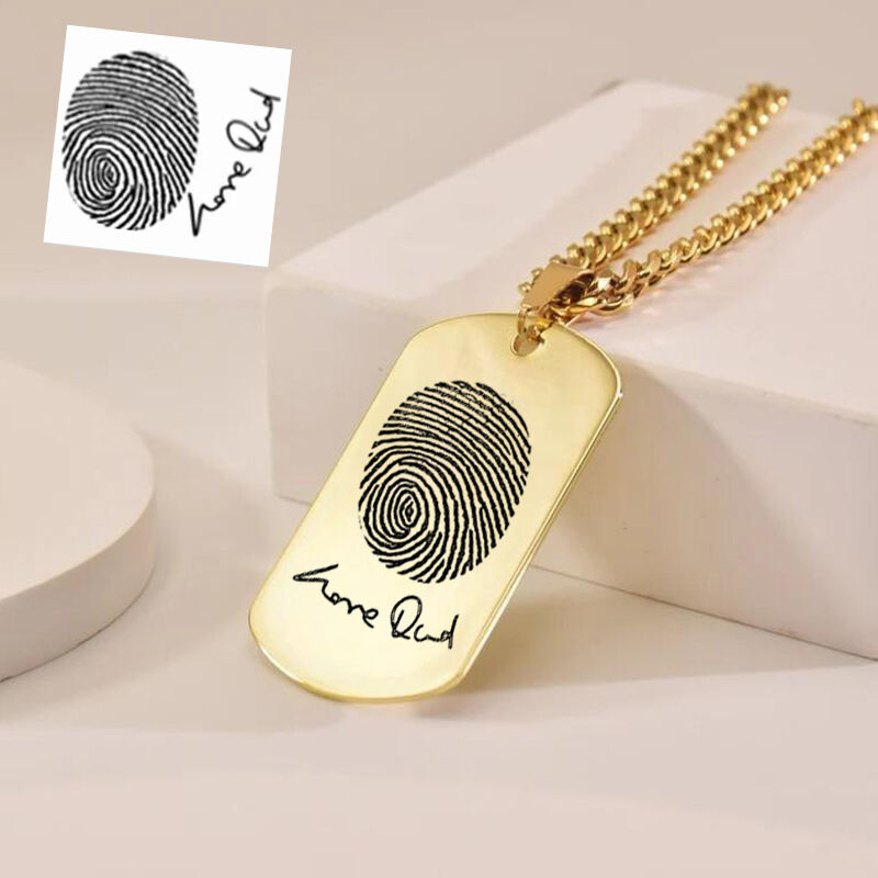Personalized Dog Tag Necklace Custom Fingerprint Photo Memorial Gift For Loved Ones