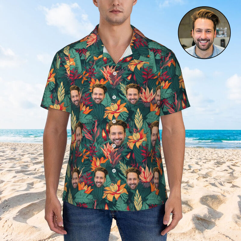 Individuelle Hawaiihemden mit Foto im tropischen Stil für ihn