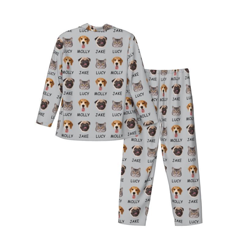 Personalized Pajamas Custom Photo and Name of Your Beloved Pet Attractive Warm Gift for Pet Lovers